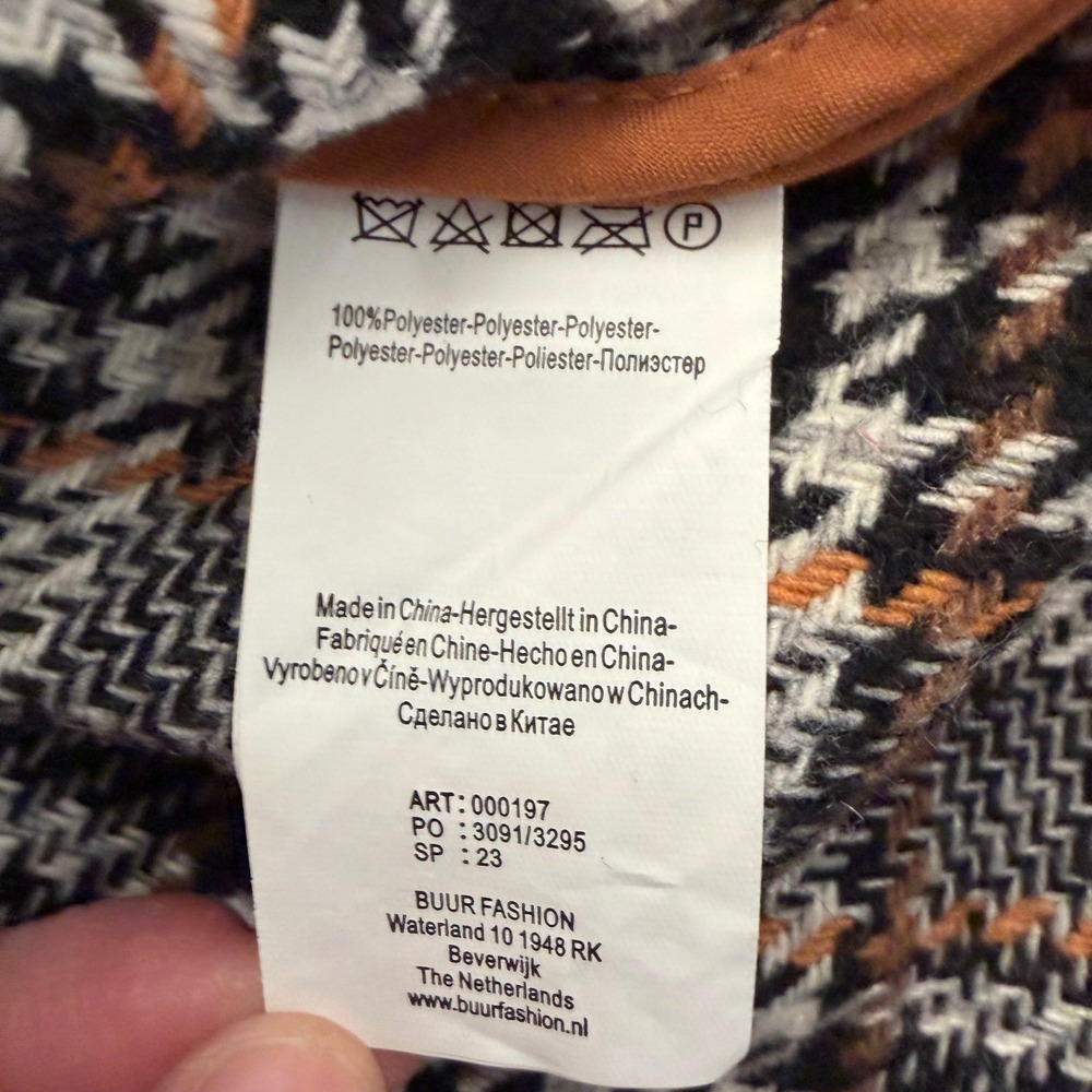 Yest The Netherlands Plaid Shacket Gray Brown Houndstooth Fringe Shirt Jacket 12 - Picture 5 of 10
